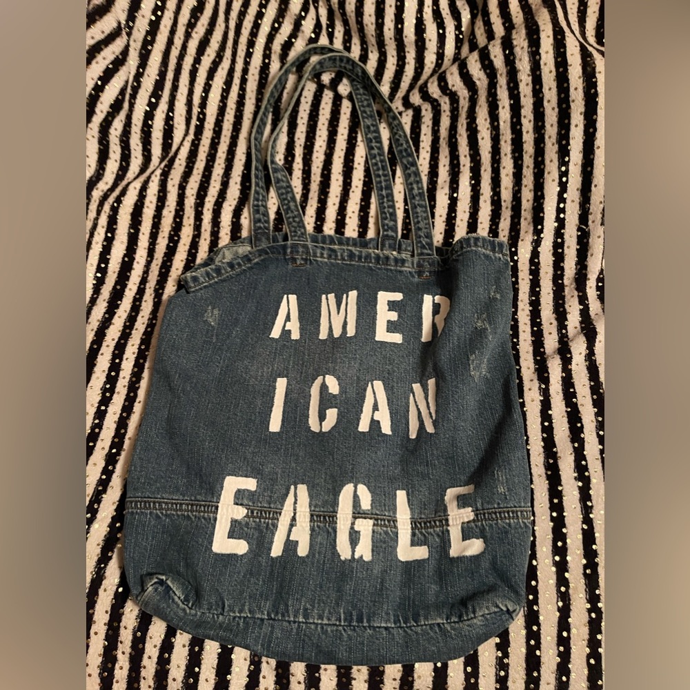 Denim American Eagle Tote Bag
